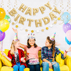 KUQJJQU Pre-strung Gold Glitter Happy Birthday Banner Garland – Reusable Gold Party Decor
