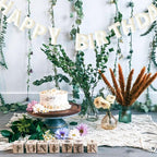 KUQJJQU Pre-Strung Happy Birthday Banner – White Felt Ball Garland