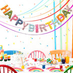 KUQJJQU Pre-Strung Wool Felt Birthday Banner – Colorful 3D Dots Garland
