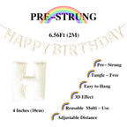 KUQJJQU Pre-Strung Happy Birthday Banner – White Felt Ball Garland