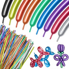 KUULBELA 100Pcs 260 Metallic Long Balloons for Balloon Animals | Twistable Thick Latex
