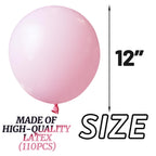 KUULBELA 110-Piece Light Pink Balloons 12in | Latex Balloons with 2 Ribbons