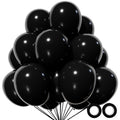 KUULBELA 110pcs Black Balloons 12-Inch | Latex Balloons with 2 Ribbons for Party Decor