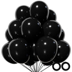 KUULBELA 110pcs Black Balloons 12-Inch | Latex Balloons with 2 Ribbons for Party Decor