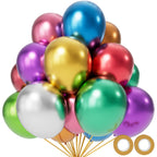 KUULBELA 110pcs Metallic Multi Balloons – 12 Inch Latex with 2 Ribbons