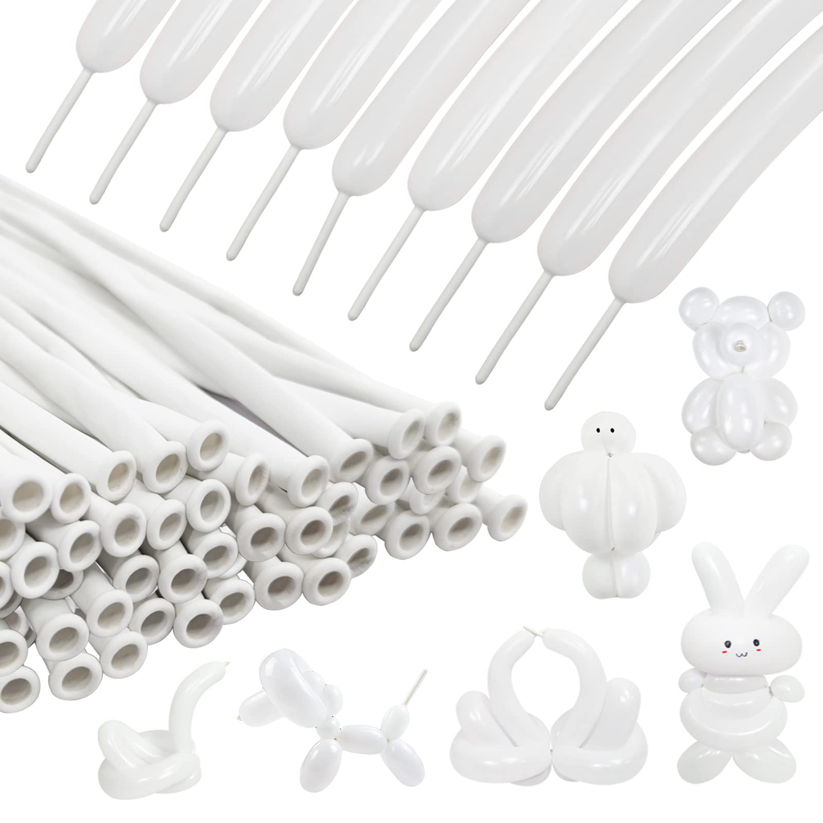 KUULBELA 100Pcs 260 White Long Balloons for DIY Modeling and Balloon Garlands