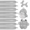 KUULBELA 260 Balloons 100 pcs – Skinny Silver Latex Balloons for Weddings & Parties