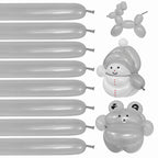 KUULBELA 260 Balloons 100 pcs – Skinny Silver Latex Balloons for Weddings & Parties