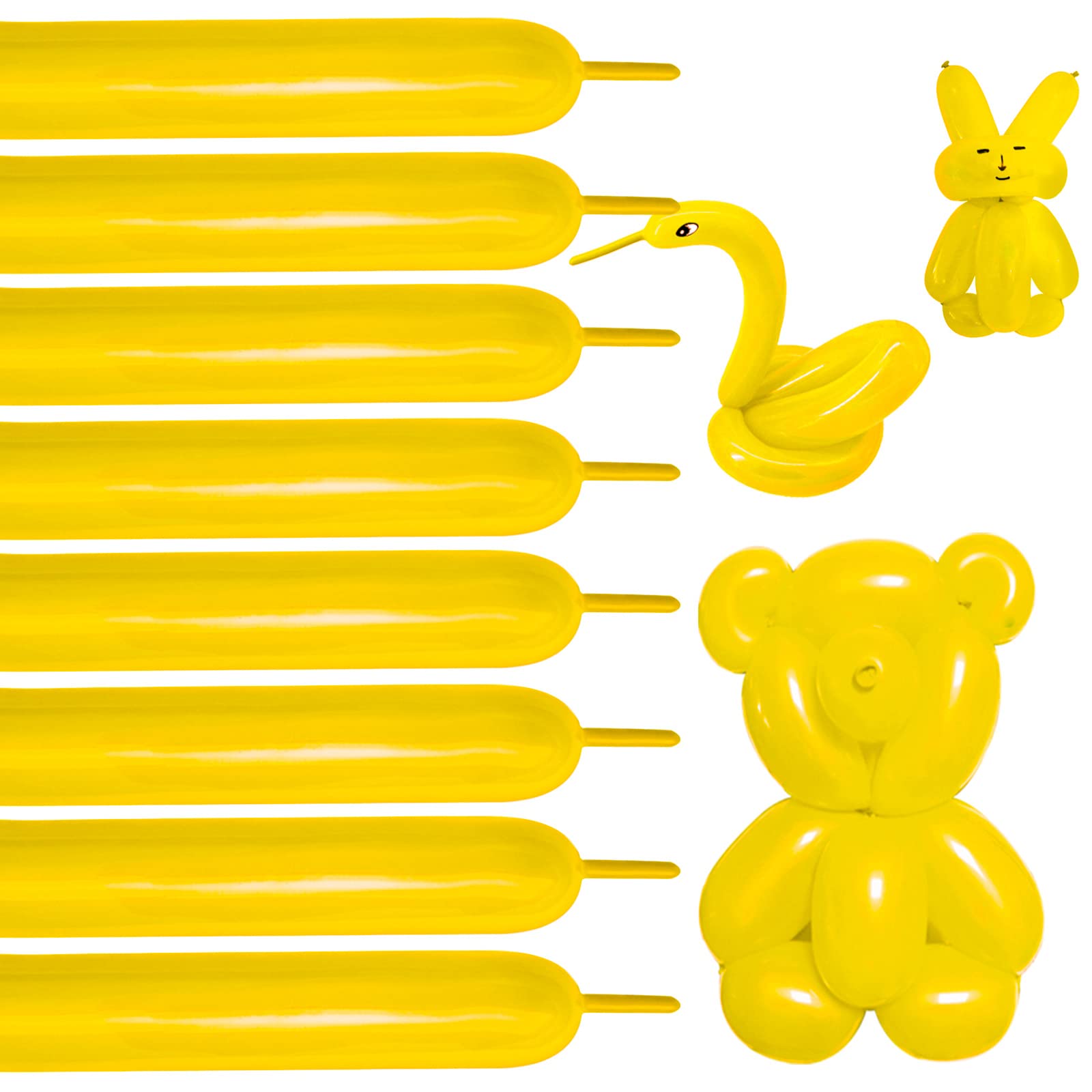 KUULBELA 260 Yellow Balloons for Balloon Animals & Garlands – 100 Long Balloons for Birthday Parties