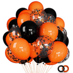 KUULBELA 68-Piece Black & Orange Balloons Set | Reusable 12-Inch Party Decor for Halloween & Graduation