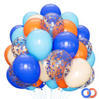 KUULBELA 68Pcs Blue & Orange Balloons Set - 12 Inch Birthday Party Decor