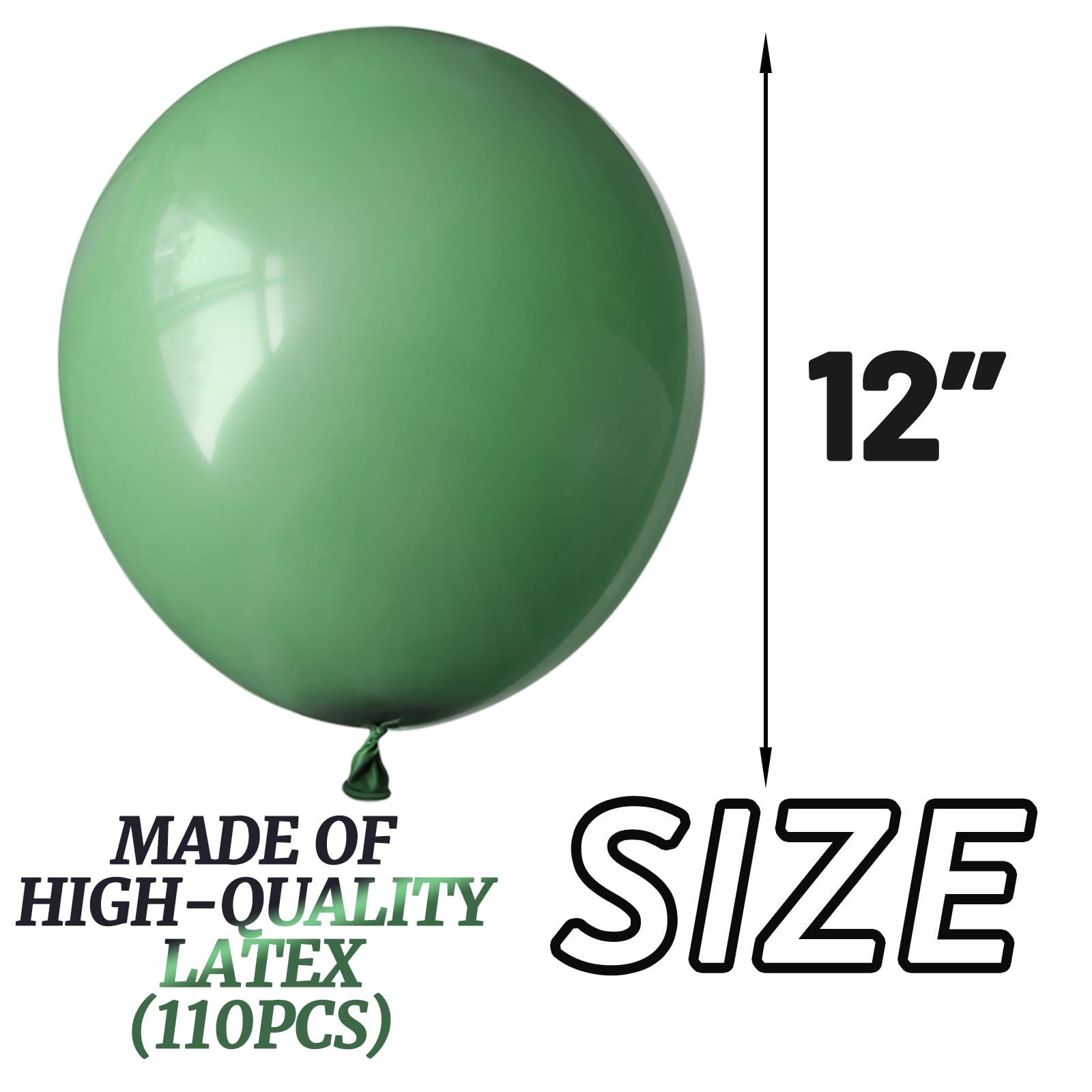 KUULBELA 110Pcs Dark Sage Green Balloons – 12 inch Latex Party Balloons with Ribbons