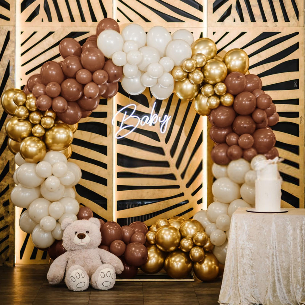 KUULBELA 110pcs Brown 12-Inch Latex Balloons | Birthday Party, Baby Shower, Wedding Decor