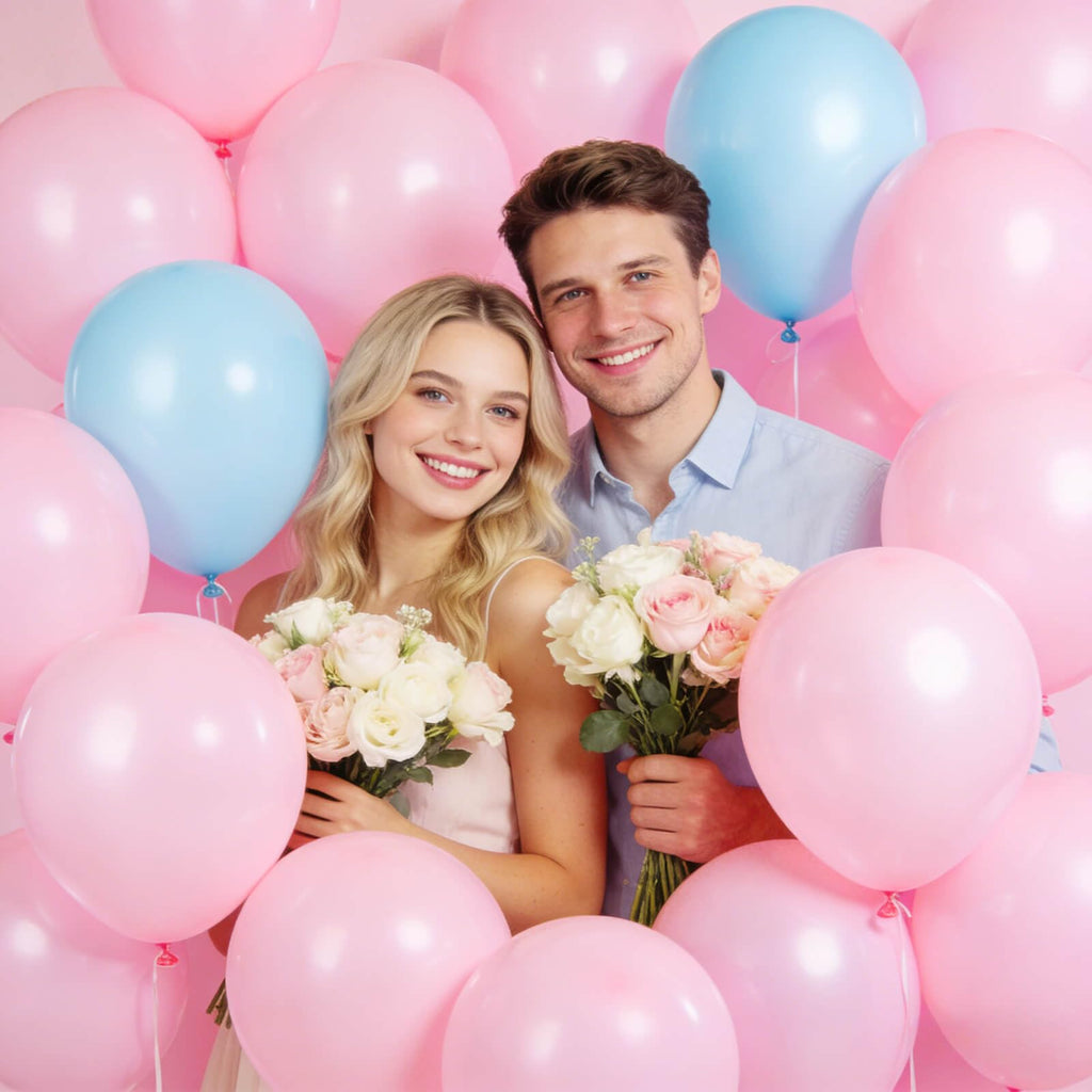 KUULBELA 110-Piece Light Pink Balloons 12in | Latex Balloons with 2 Ribbons