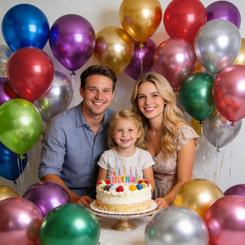 KUULBELA 110pcs Metallic Multi Balloons – 12 Inch Latex with 2 Ribbons