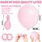 KUULBELA 110-Piece Light Pink Balloons 12in | Latex Balloons with 2 Ribbons