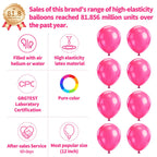 KUULBELA 110pcs Hot Pink Balloons - 12in Latex Party Balloons for Birthday, Baby Shower, Wedding (2 Ribbons Included)