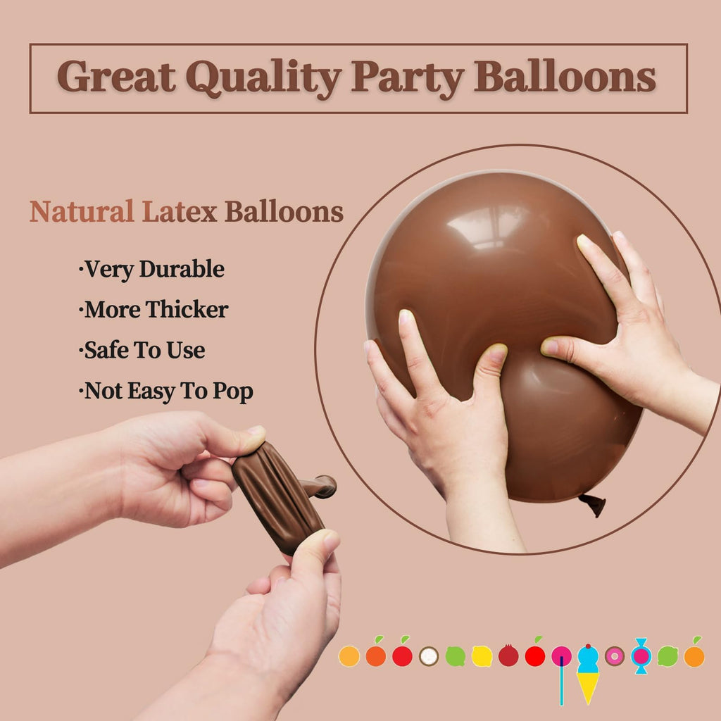 KUULBELA 110pcs Brown 12-Inch Latex Balloons | Birthday Party, Baby Shower, Wedding Decor