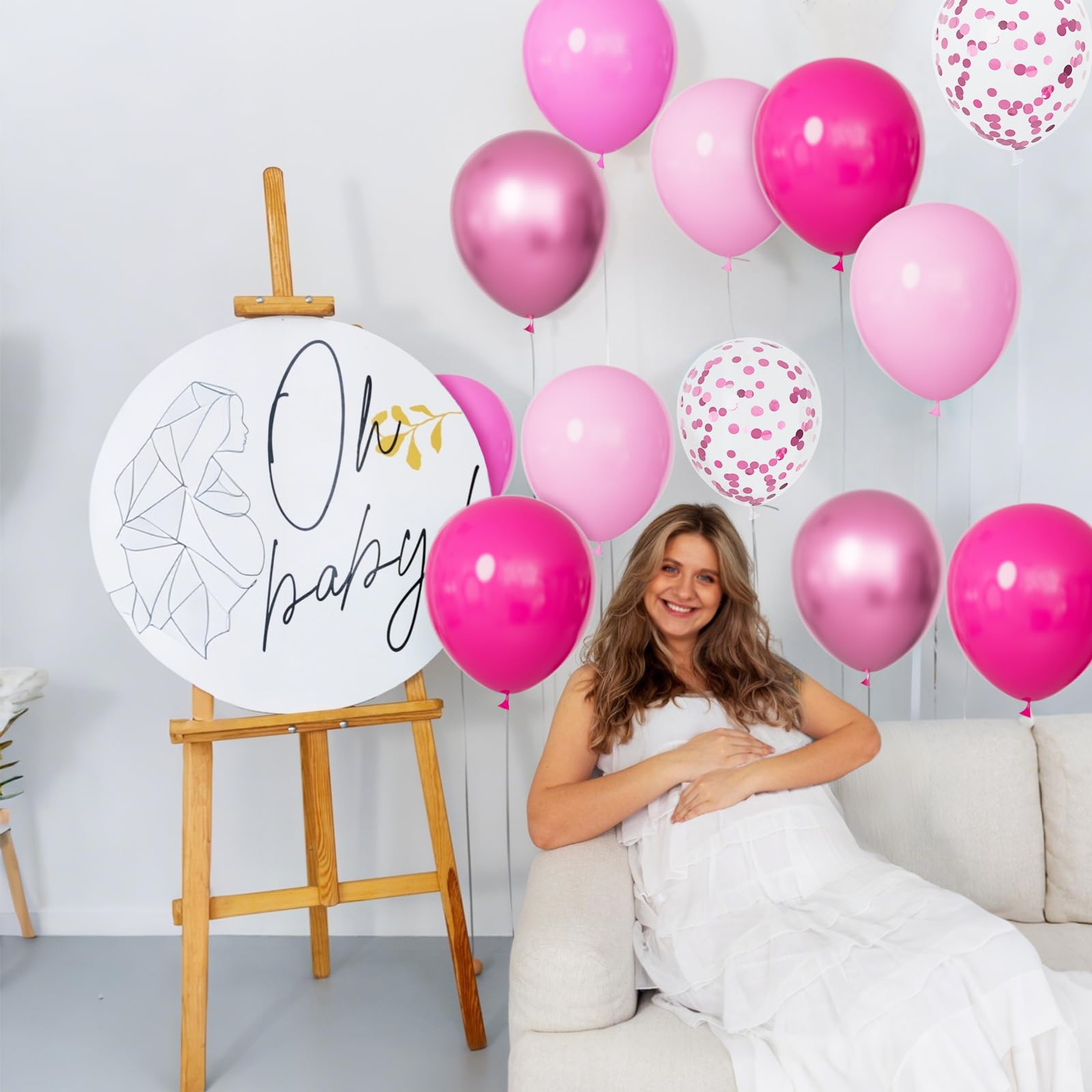 KUULBELA 68Pcs Pink Balloons Kit – 12in Pink, Metallic & Confetti Balloons for Birthday, Wedding & Baby Shower