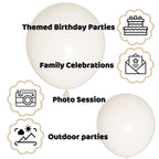 KUULBELA 110pcs Sand White Balloons – 12in Latex Party Balloons with 2 Ribbons