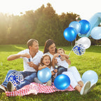 KUULBELA 68Pcs Blue and White Balloons Kit – 12 Inch Confetti & Pearl Balloons for Parties