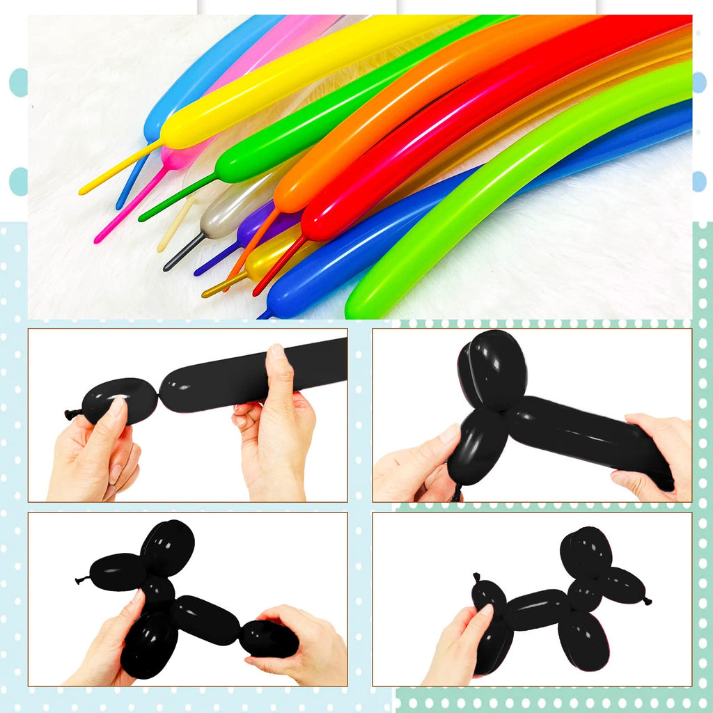 KUULBELA Thickening Latex 260q Black Balloons — 100pcs for Balloon Animals & Party Decor