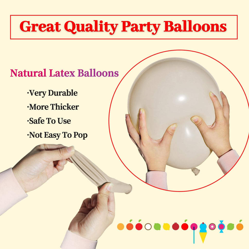 KUULBELA 110pcs Sand White Balloons – 12in Latex Party Balloons with 2 Ribbons