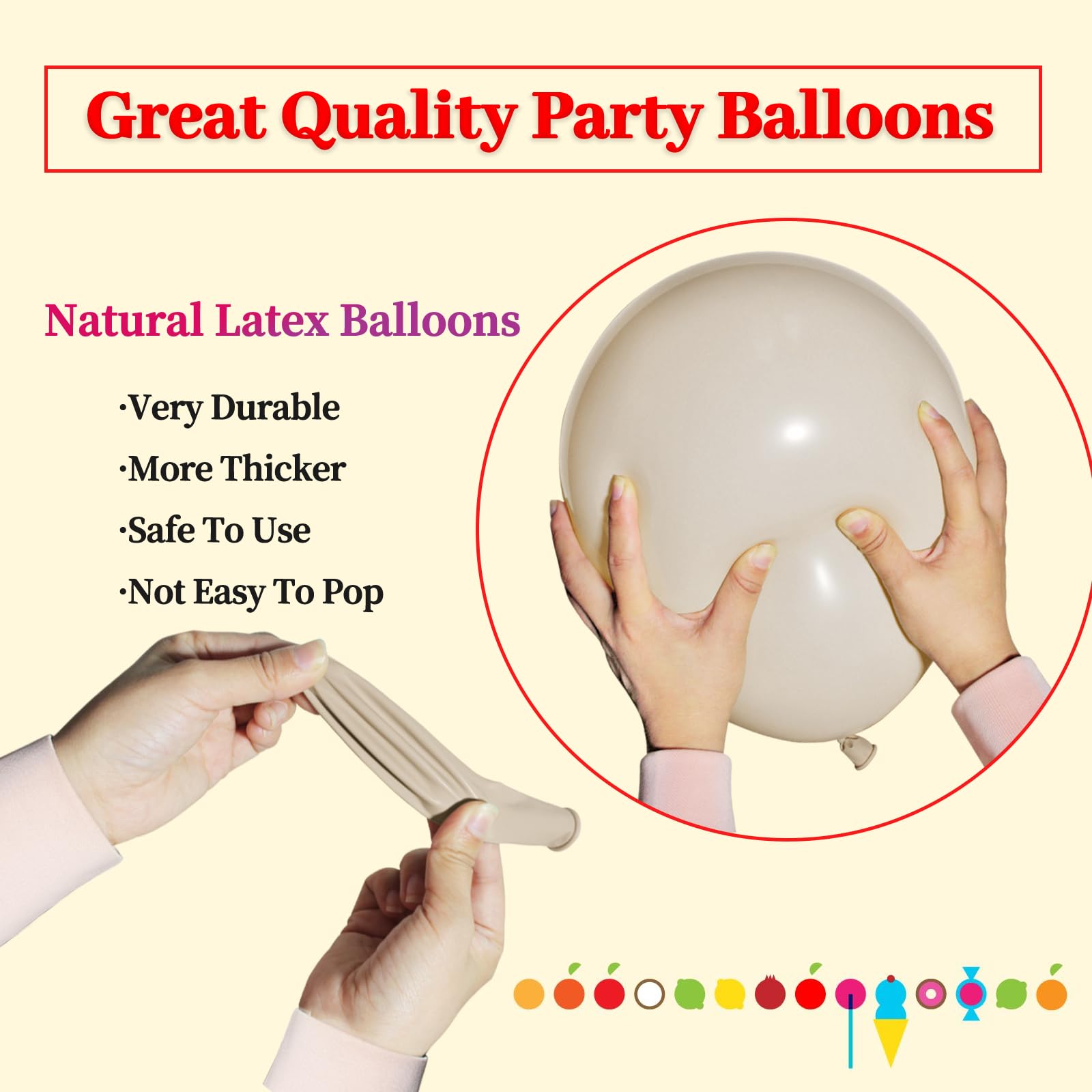 KUULBELA 110pcs Sand White Balloons – 12in Latex Party Balloons with 2 Ribbons
