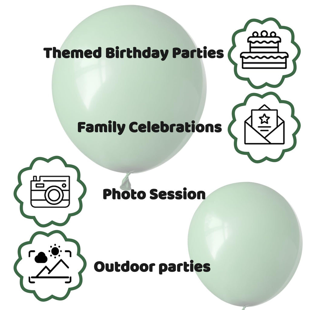 KUULBELA 110Pcs Dark Sage Green Balloons – 12 inch Latex Party Balloons with Ribbons