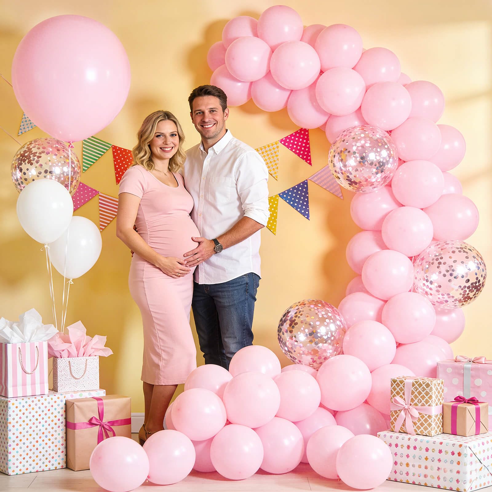KUULBELA 110-Piece Light Pink Balloons 12in | Latex Balloons with 2 Ribbons