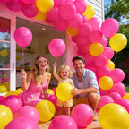 KUULBELA 110pcs Hot Pink Balloons - 12in Latex Party Balloons for Birthday, Baby Shower, Wedding (2 Ribbons Included)