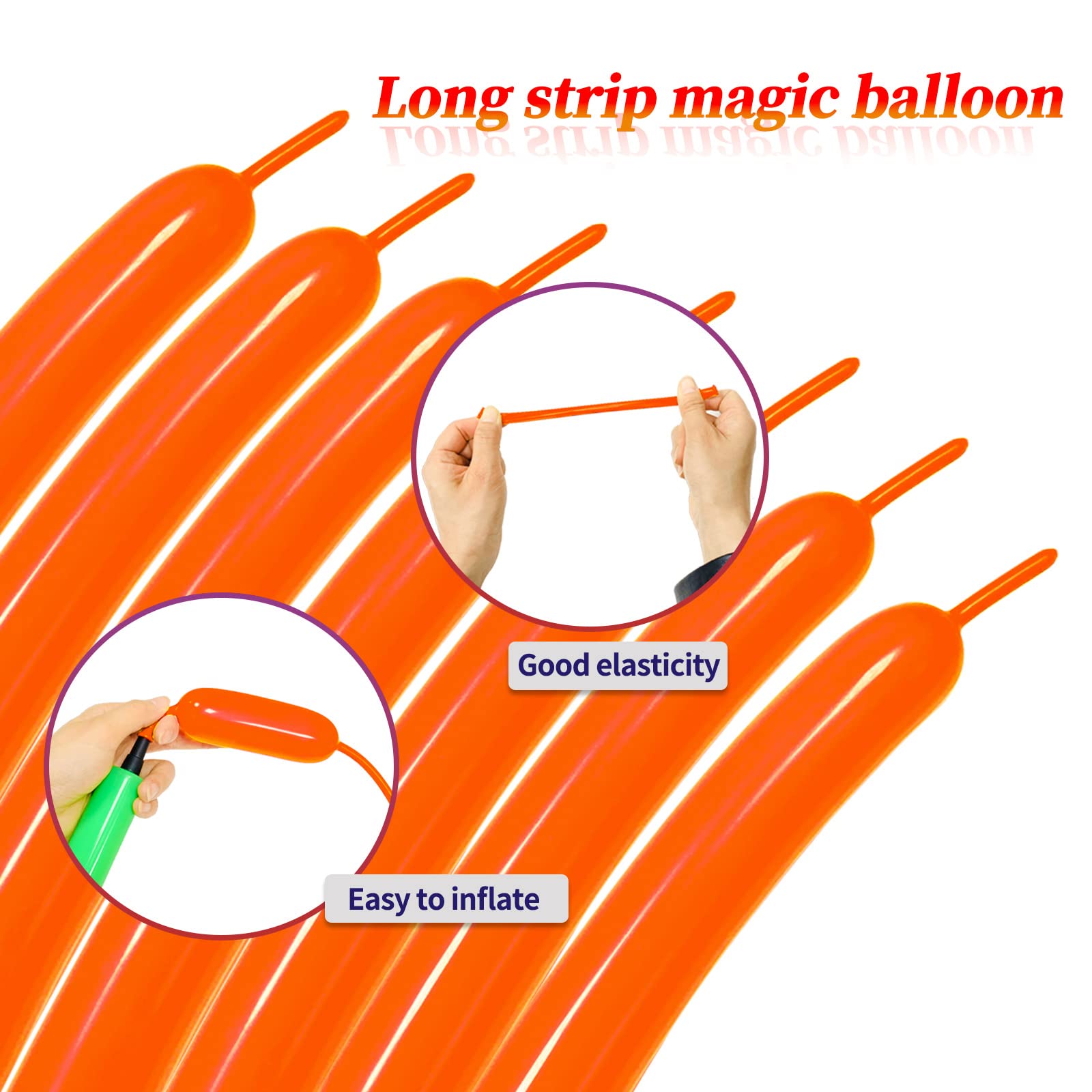 KUULBELA Long Orange Balloons Kit – 260 Thick Latex Balloons & Twisting Animals for Halloween Party Decor