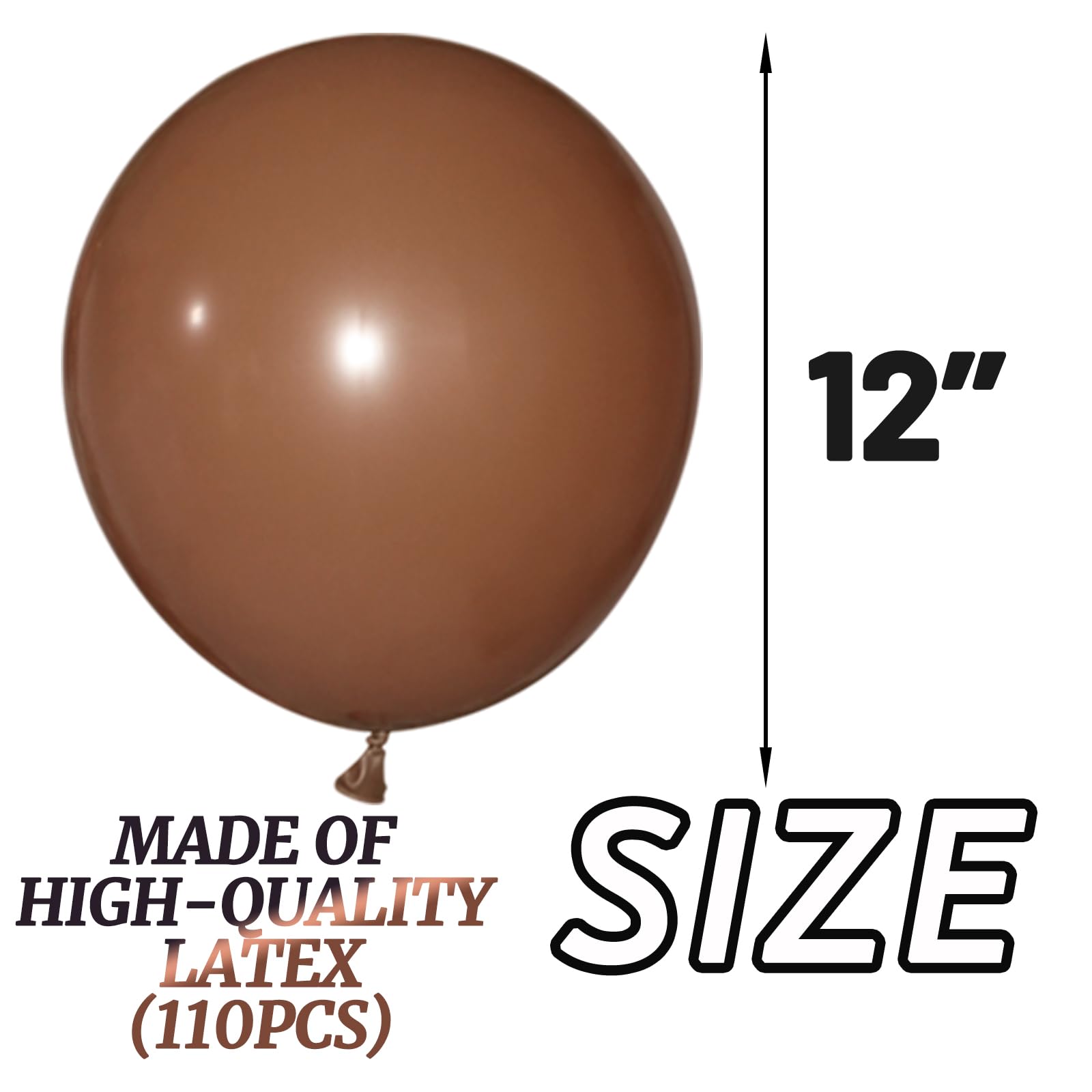 KUULBELA 110pcs Brown 12-Inch Latex Balloons | Birthday Party, Baby Shower, Wedding Decor