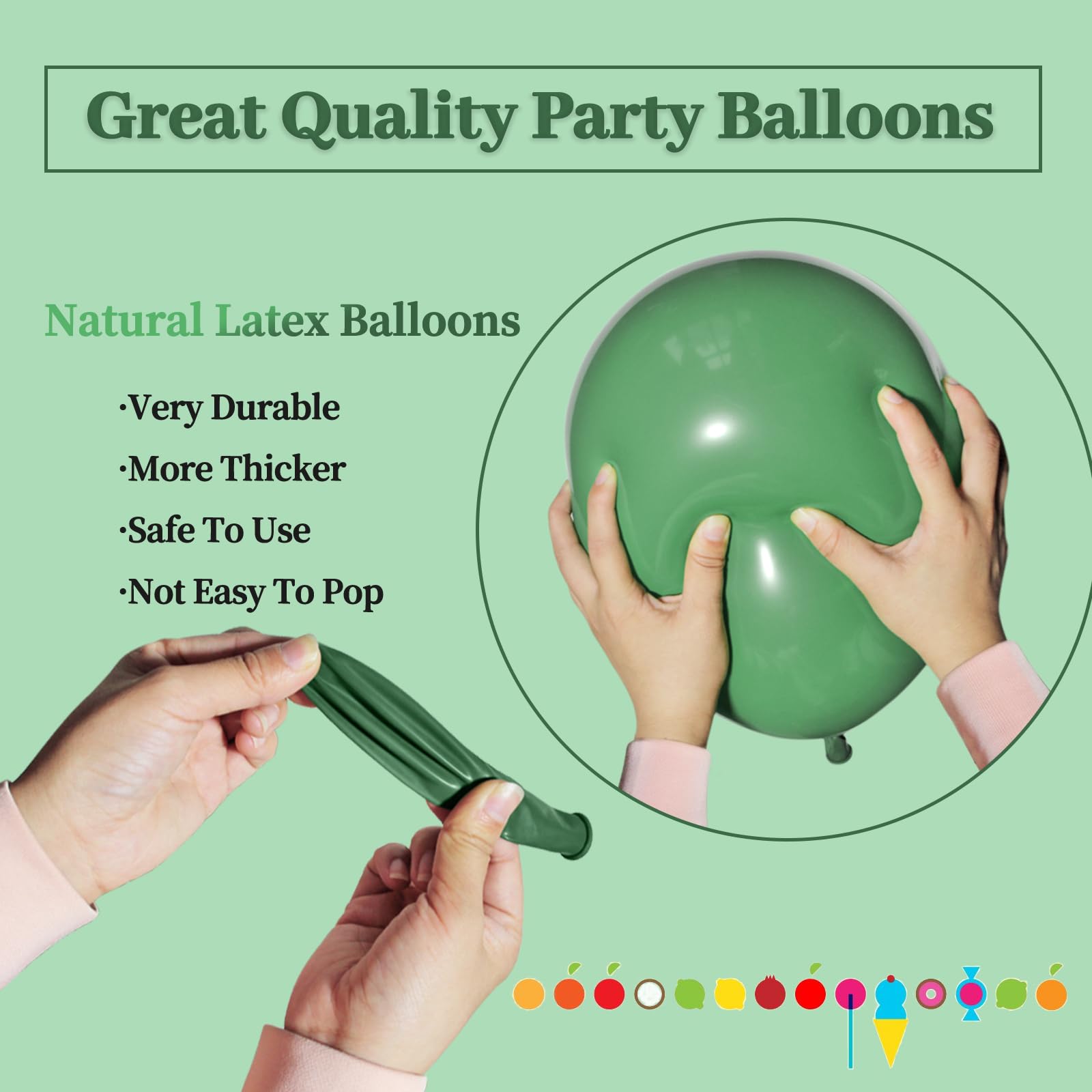 KUULBELA 110Pcs Dark Sage Green Balloons – 12 inch Latex Party Balloons with Ribbons