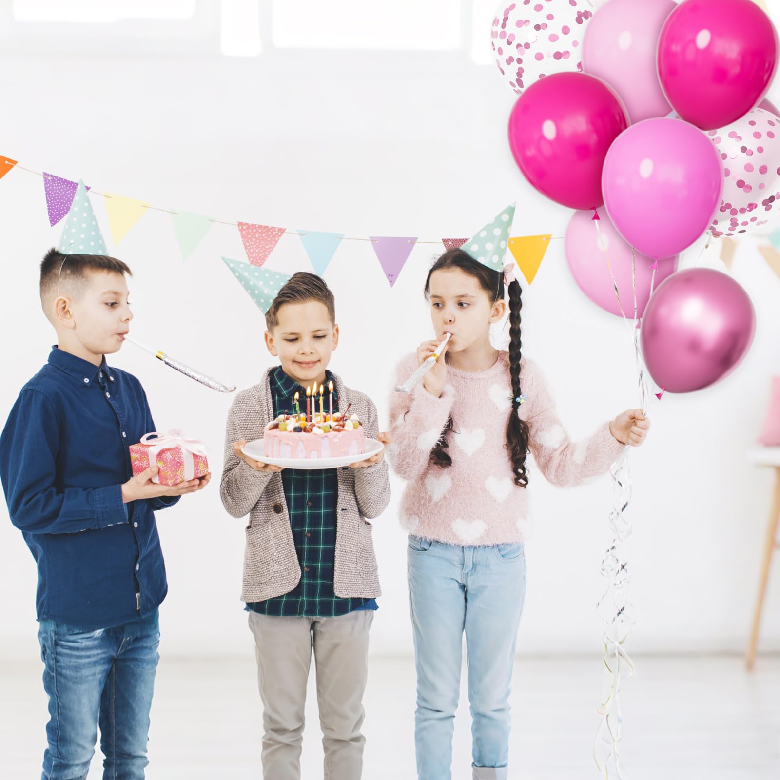 KUULBELA 68Pcs Pink Balloons Kit – 12in Pink, Metallic & Confetti Balloons for Birthday, Wedding & Baby Shower