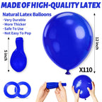 KUULBELA 110pcs Blue 12-inch Latex Balloons – Party Set with 2 Ribbons