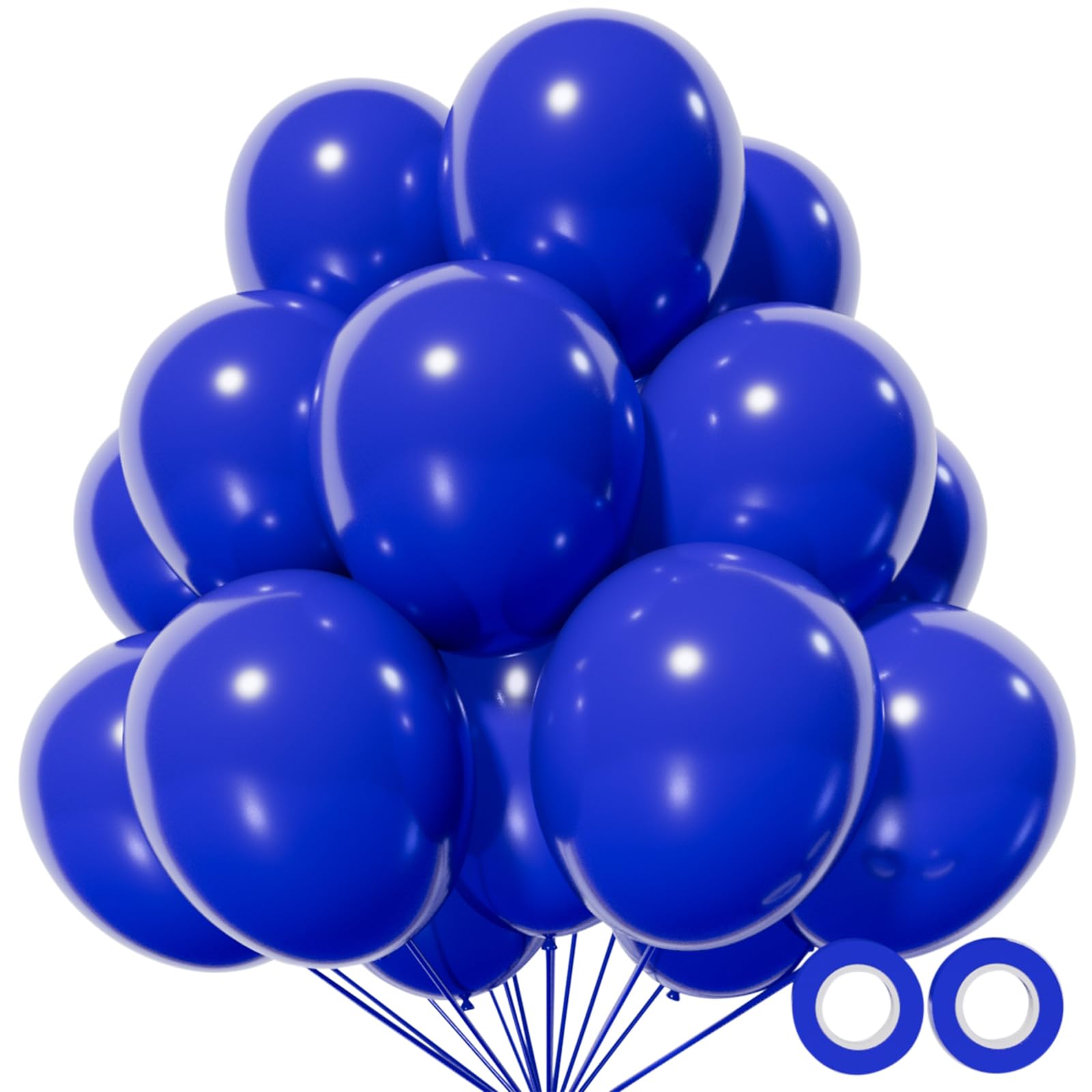 KUULBELA 110pcs Blue 12-inch Latex Balloons – Party Set with 2 Ribbons