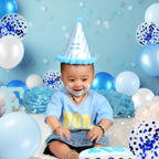KUULBELA 68Pcs Blue and White Balloons Kit – 12 Inch Confetti & Pearl Balloons for Parties