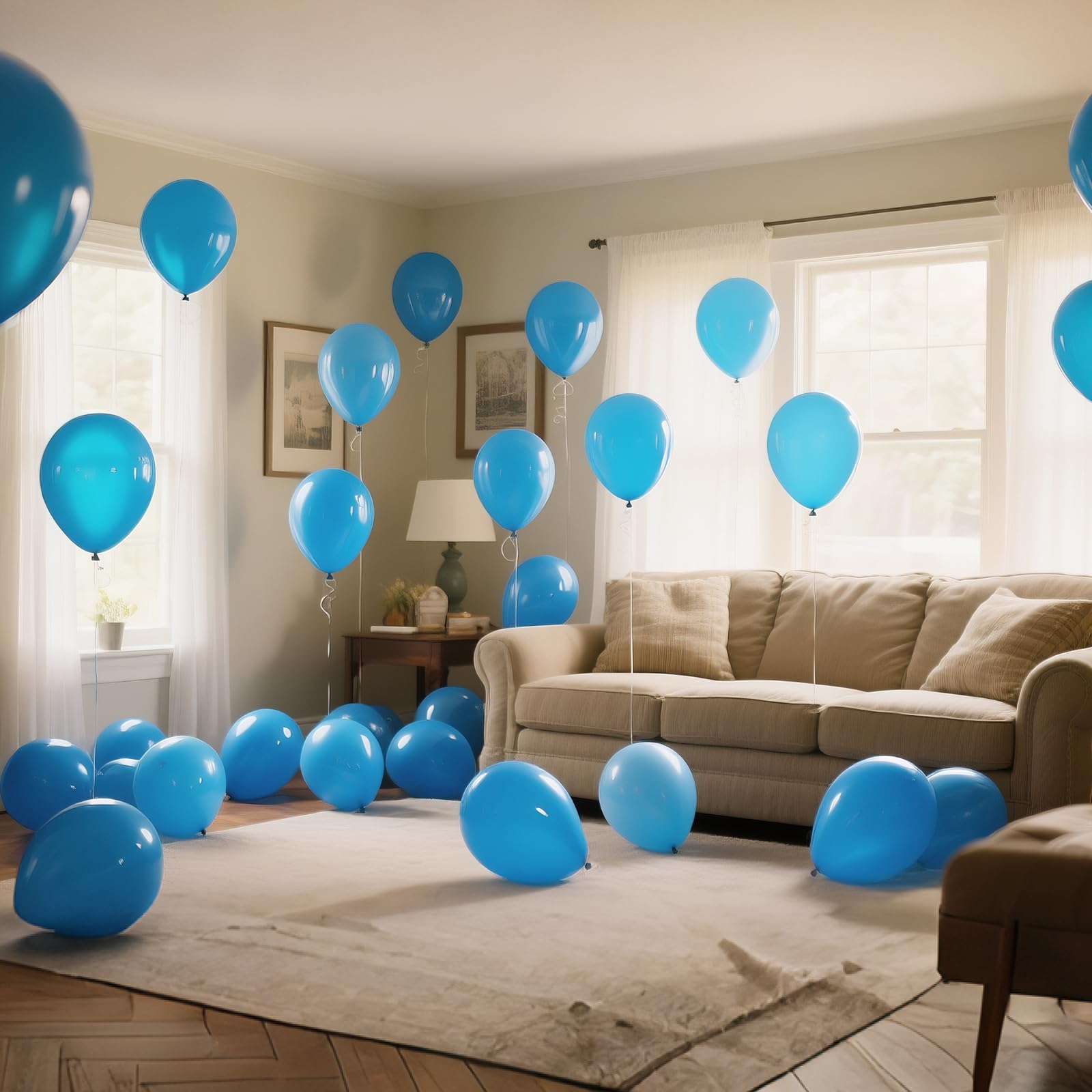 KUULBELA Light Blue Balloons 110pcs | 12in Blue Latex with 2 Ribbons for Birthday & Wedding