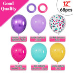 KUULBELA 68Pcs Pink Purple Blue Balloons – 12-Inch Confetti & Solid Color Set for Parties