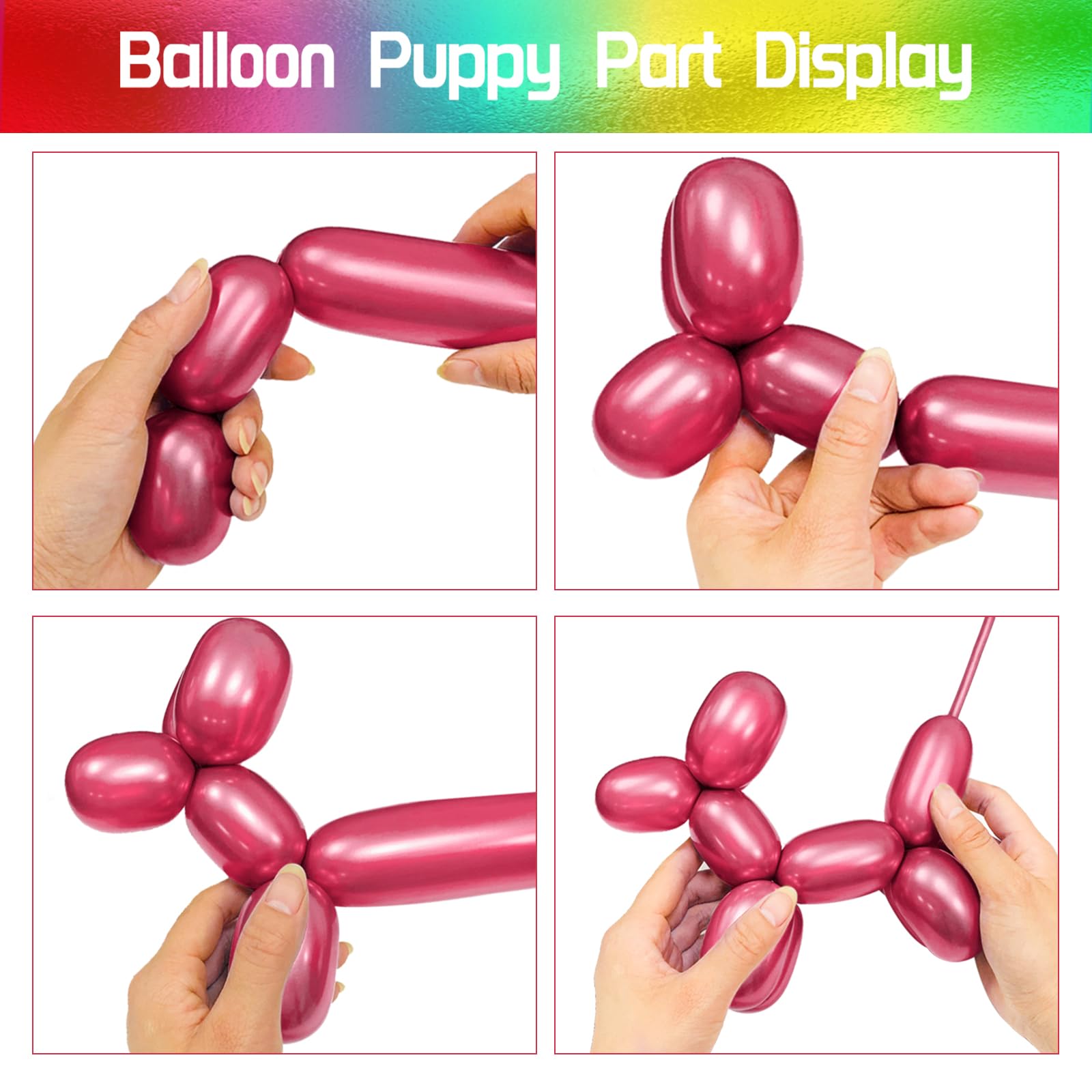 KUULBELA 100Pcs 260 Metallic Long Balloons for Balloon Animals | Twistable Thick Latex