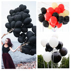 KUULBELA 110pcs Black Balloons 12-Inch | Latex Balloons with 2 Ribbons for Party Decor