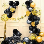 KUULBELA 110pcs Black Balloons 12-Inch | Latex Balloons with 2 Ribbons for Party Decor