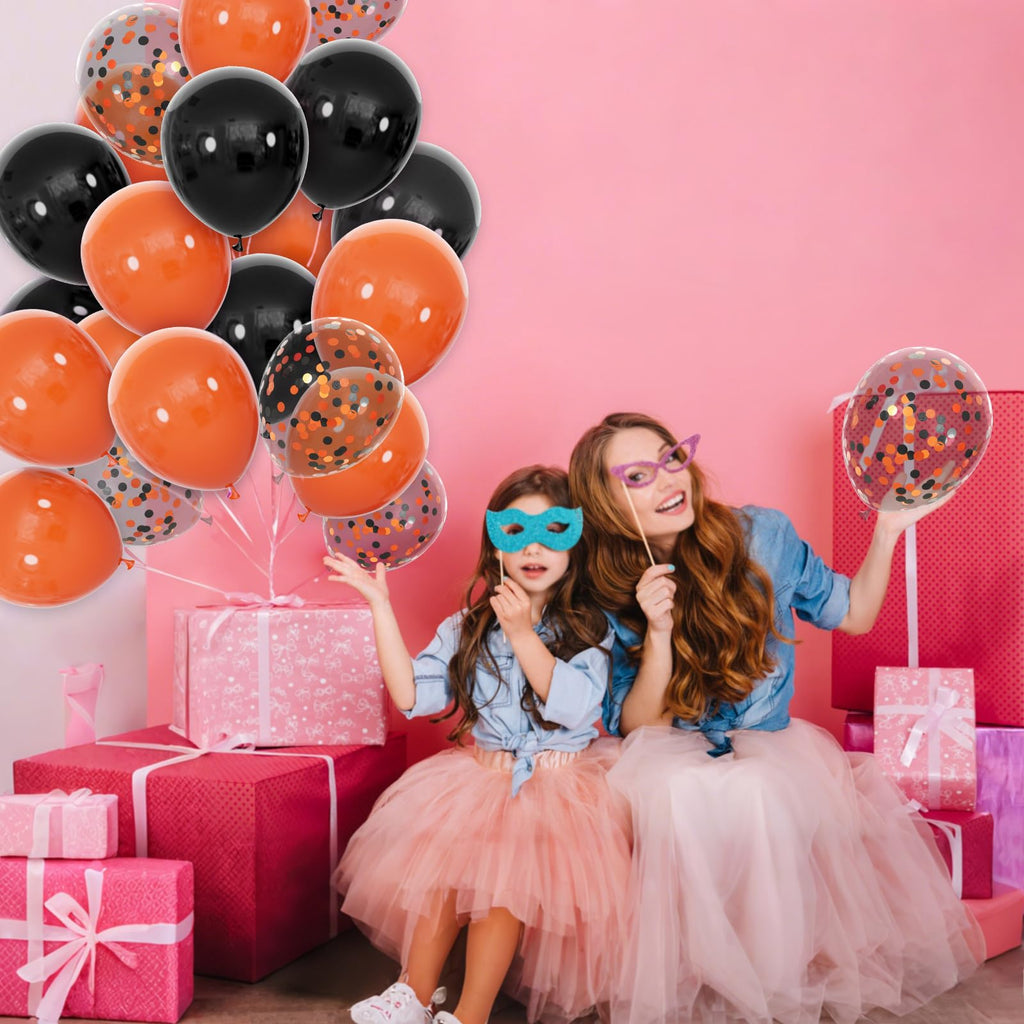 KUULBELA 68-Piece Black & Orange Balloons Set | Reusable 12-Inch Party Decor for Halloween & Graduation