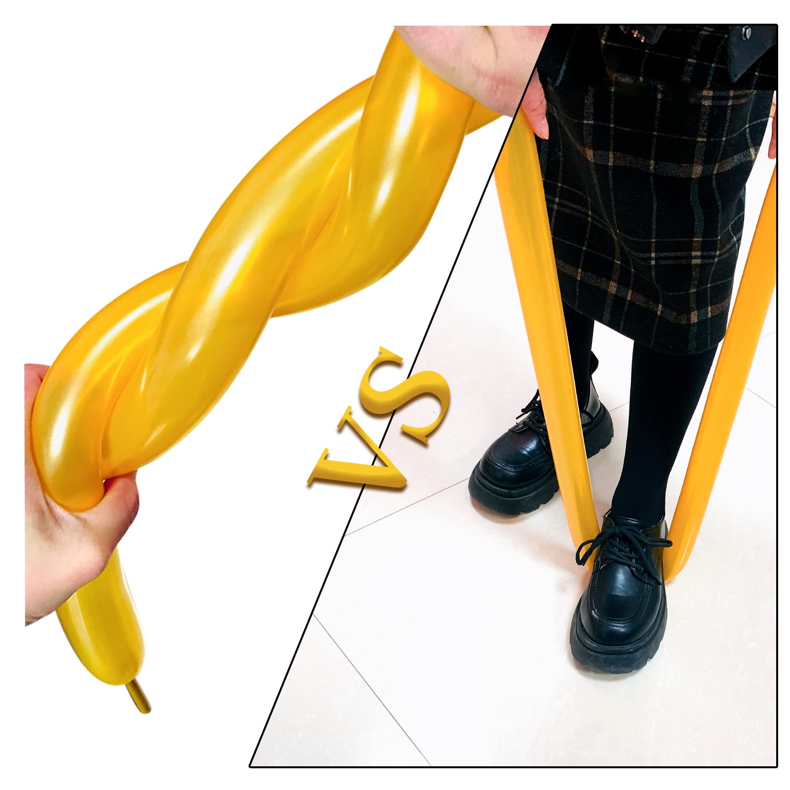 KUULBELA Gold 260Q Thickened Shine Latex Balloons – Long Skinny Balloons for Balloon Animals, Garlands, Weddings & Kids’ Parties