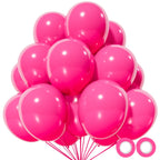 KUULBELA 110pcs Hot Pink Balloons - 12in Latex Party Balloons for Birthday, Baby Shower, Wedding (2 Ribbons Included)
