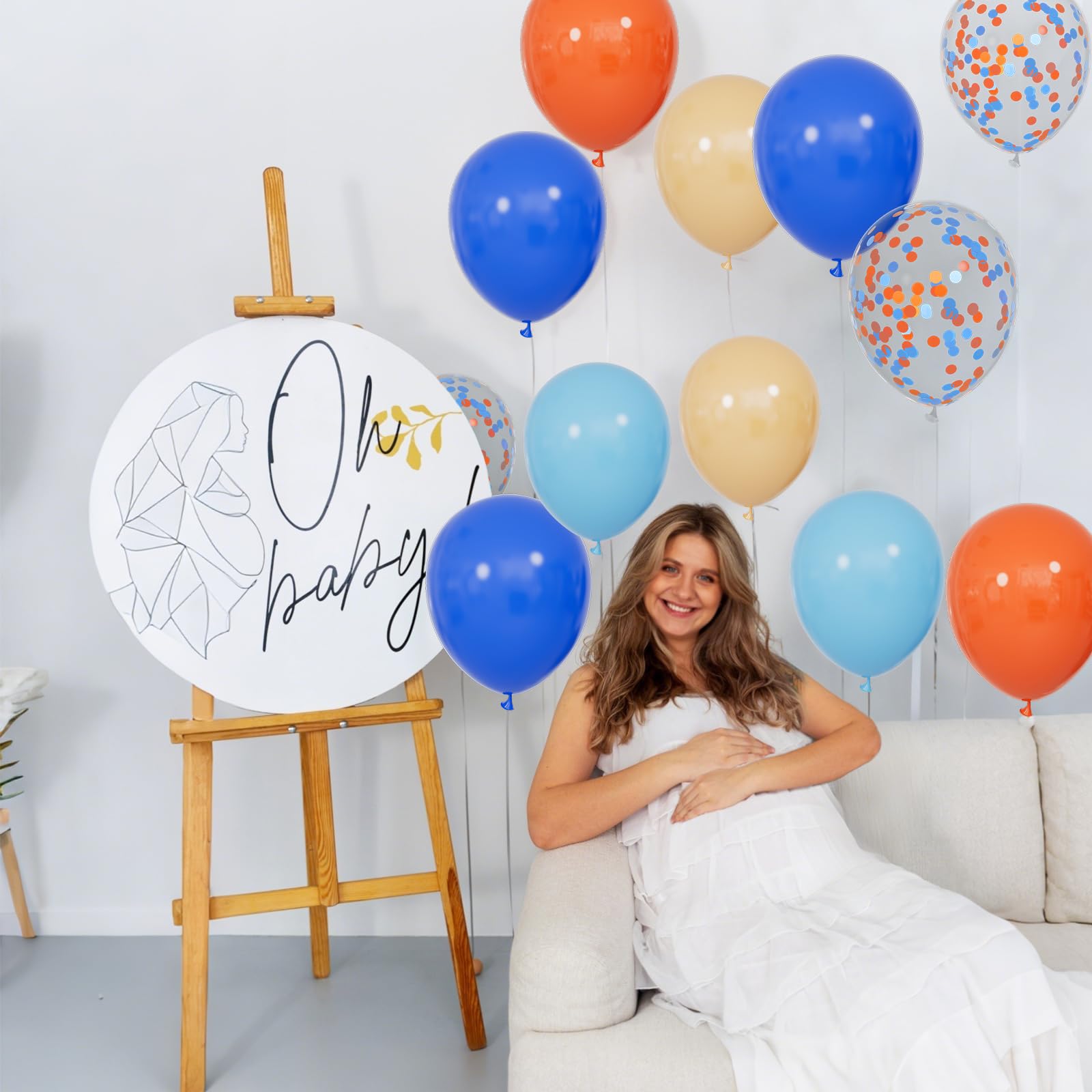 KUULBELA 68Pcs Blue & Orange Balloons Set - 12 Inch Birthday Party Decor