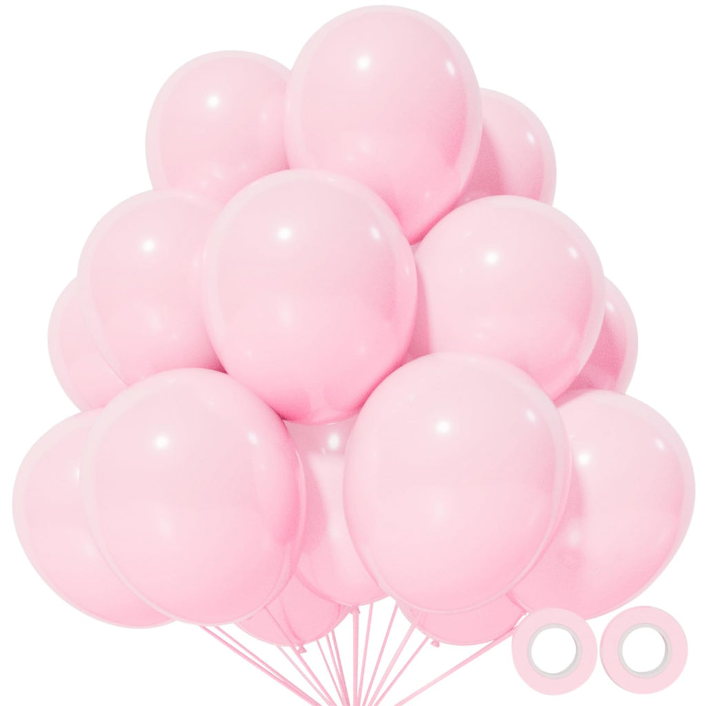 KUULBELA 110-Piece Light Pink Balloons 12in | Latex Balloons with 2 Ribbons