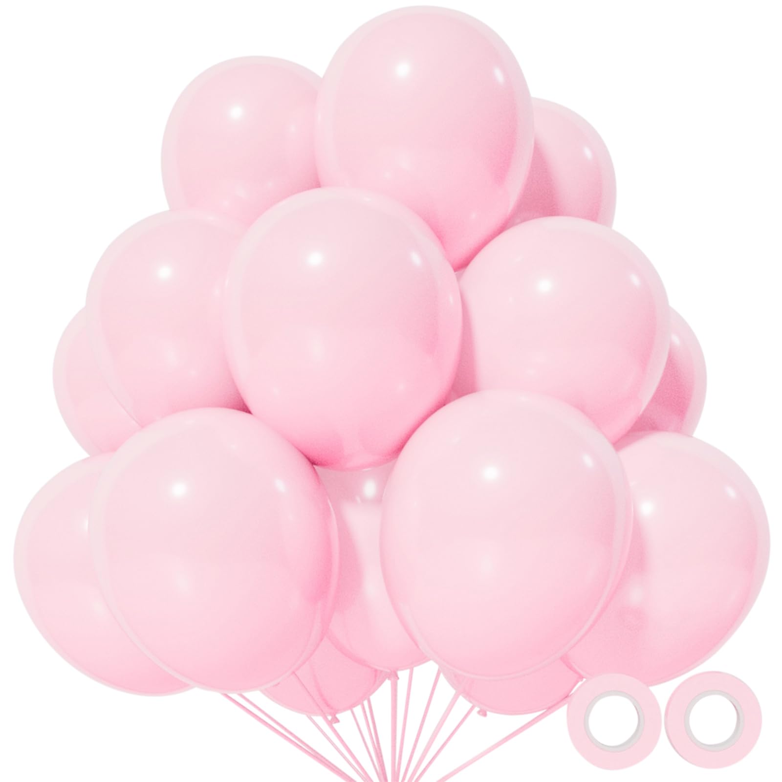 KUULBELA 110-Piece Light Pink Balloons 12in | Latex Balloons with 2 Ribbons