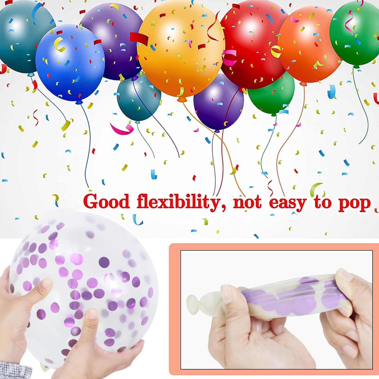 KUULBELA 68Pcs Pink & Purple Balloon Set – 12 Inch Latex Confetti Balloons for Weddings & Parties